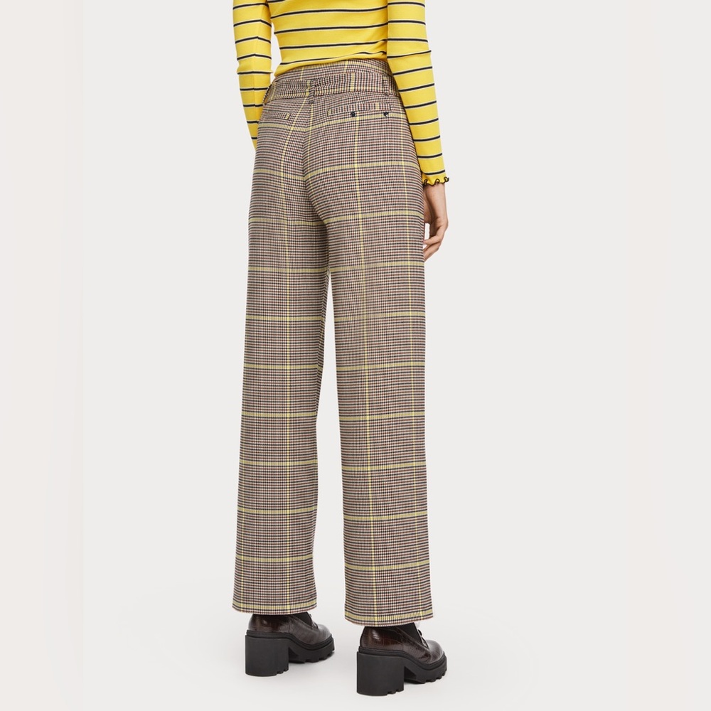 Scotch And Soda plaid Wide-Leg High-Rise Checked Pants Size S - Picture 3 of 16